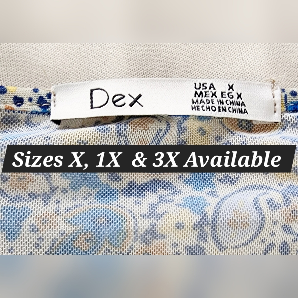 [X, 1X & 3X] DEX Plus Paisley Boho 3/4 Sleeve Midi Dress - Picture 6 of 14